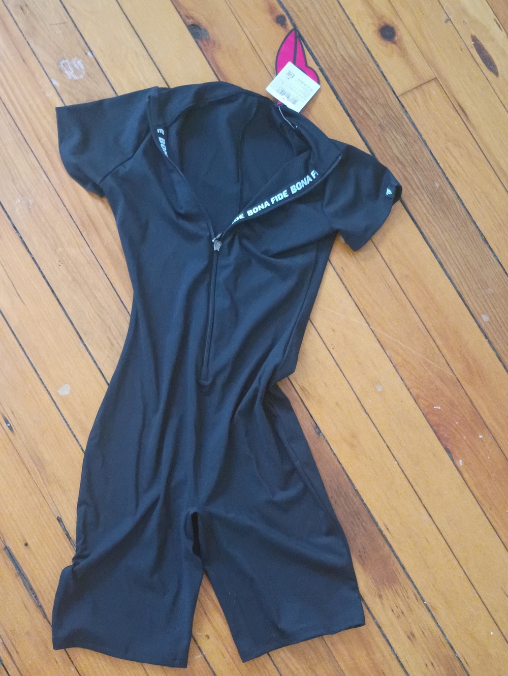 Women's Bona Fide Arcana Base Mint Black Short-Sleeve Zip-Front Jumpsuit Romper